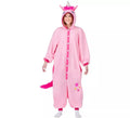 Disfraz o Pijama de Unicornio rosa con capucha para adulto