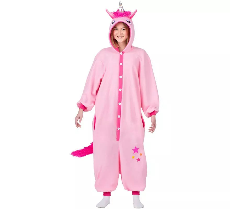 Translation missing: de.Disfraz o Pijama de Unicornio rosa con capucha para adulto