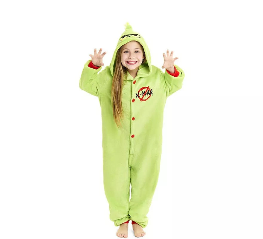 Translation missing: de.Disfraz o Pijama Duende Navideño verde para niños