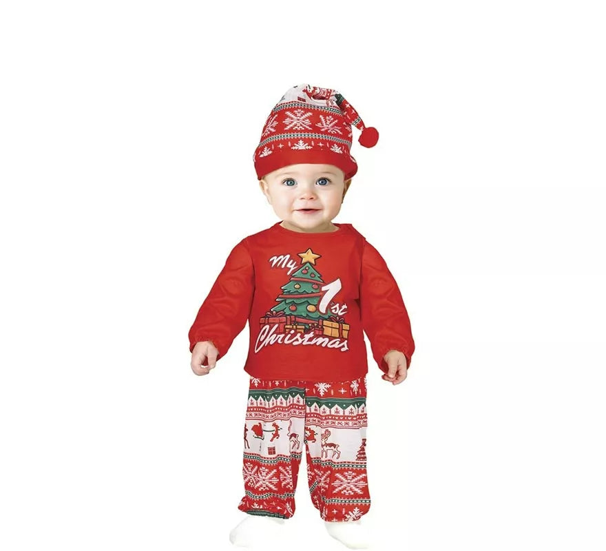 Translation missing: de.Disfraz o Pijama My 1st Christmas rojo para bebé