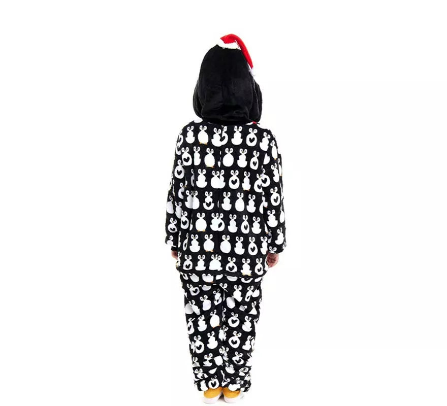 Translation missing: de.Disfraz o Pijama Pingüino Navideño estampado con capucha para niños