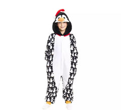 Bedrucktes Weihnachts-Pinguin-Kostüm oder Pyjama mit Kapuze für Kinder