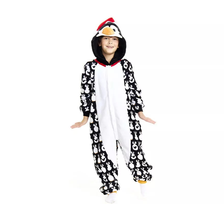 Translation missing: de.Disfraz o Pijama Pingüino Navideño estampado con capucha para niños