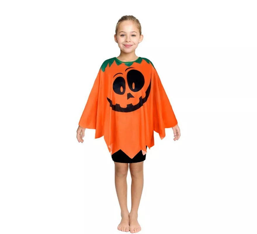 Translation missing: de.Disfraz o Poncho Calabaza feliz naranja infantil de 65 cm