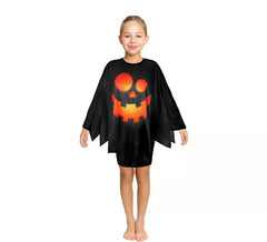 Schwarzes Happy Pumpkin Kostüm oder Poncho für Kinder, 65 cm
