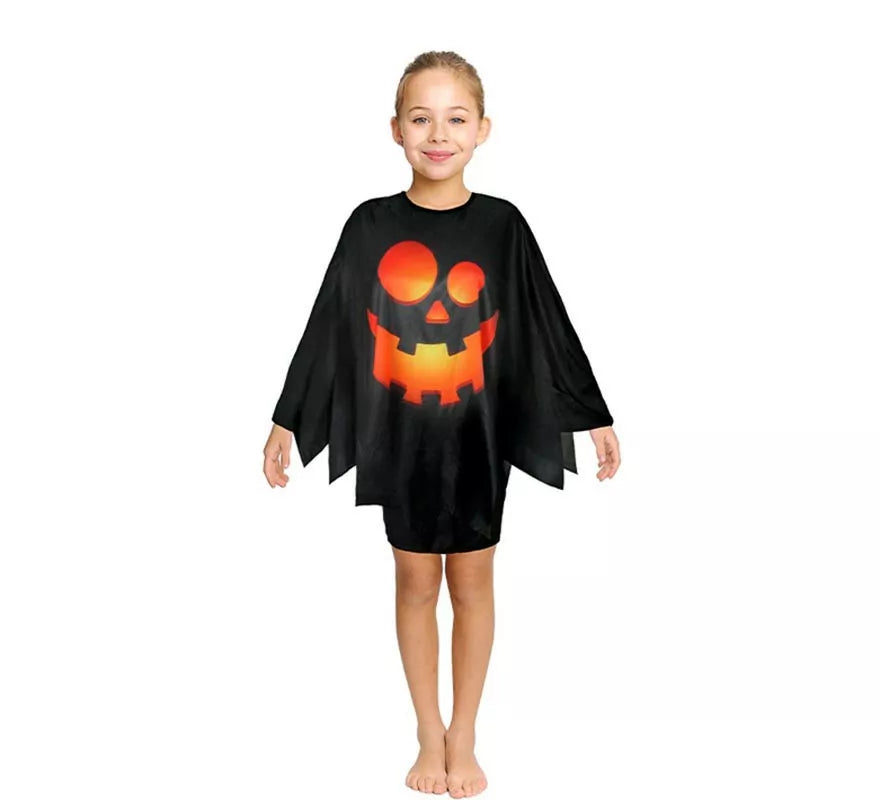 Translation missing: de.Disfraz o Poncho Calabaza feliz negra infantil de 65 cm