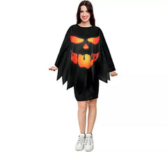 Kostüm oder Poncho Dunkelschwarzer Kürbis für Erwachsene 75 cm