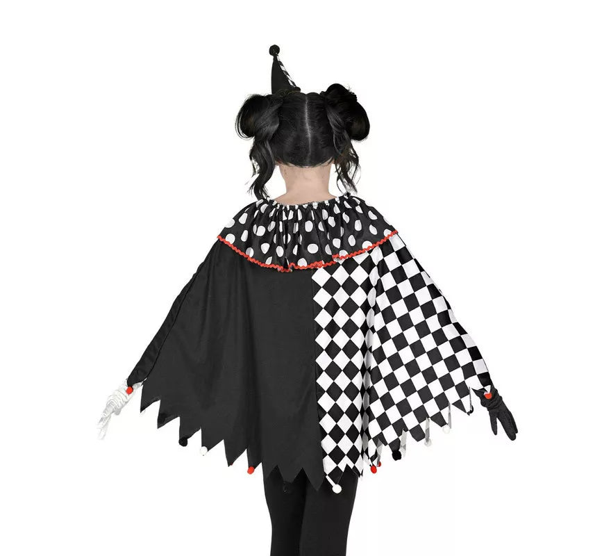 Translation missing: de.Disfraz o Poncho de Arlequín Negro y Blanco a Cuadros para niña