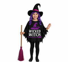 Kleines Hexenkostüm oder Poncho mit Hut für Mädchen