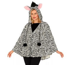 Kostüm oder Zebra Poncho mit Kapuze für Erwachsene