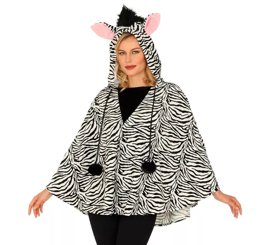 Translation missing: de.Disfraz o Poncho de Cebra con Capucha para adulto