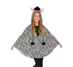 Kostüm oder Zebra Poncho mit Kapuze für Kinder