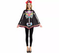 Disfraz o Poncho de Esqueleto Catrina para mujer