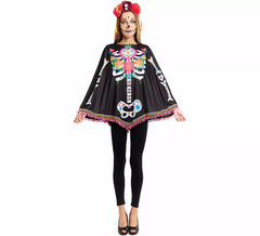 Catrina Skelettkostüm oder Poncho für Damen