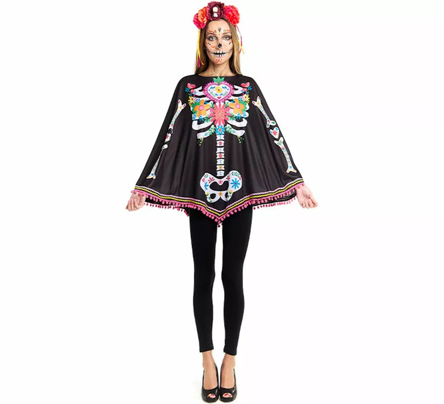 Translation missing: de.Disfraz o Poncho de Esqueleto Catrina para mujer