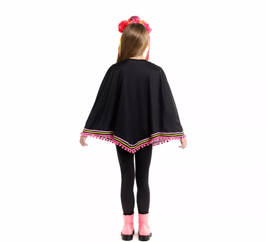 Translation missing: de.Disfraz o Poncho de Esqueleto Catrina para niña