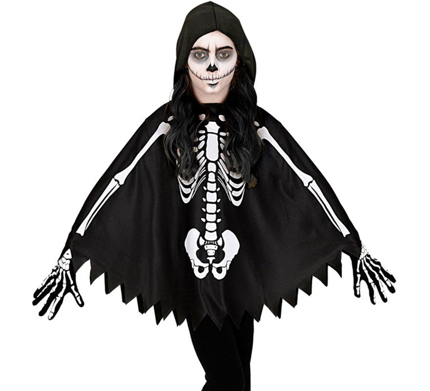 Translation missing: de.Disfraz o Poncho de Esqueleto para niña
