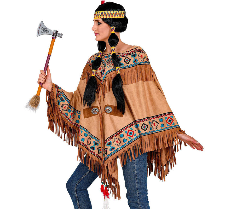 Translation missing: de.Disfraz o Poncho de India Nativa con Estampado para adulto