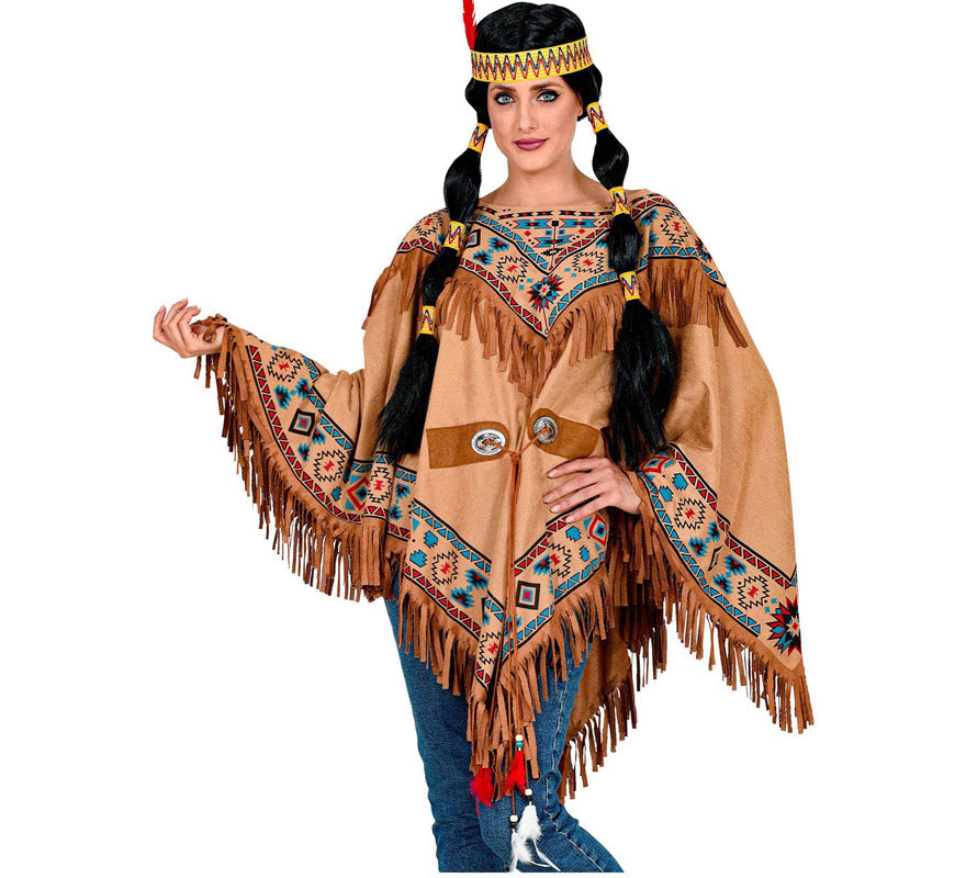Disfraz o Poncho de India Nativa con Estampado para adulto