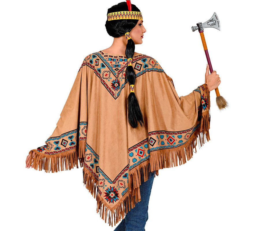 Translation missing: de.Disfraz o Poncho de India Nativa con Estampado para adulto