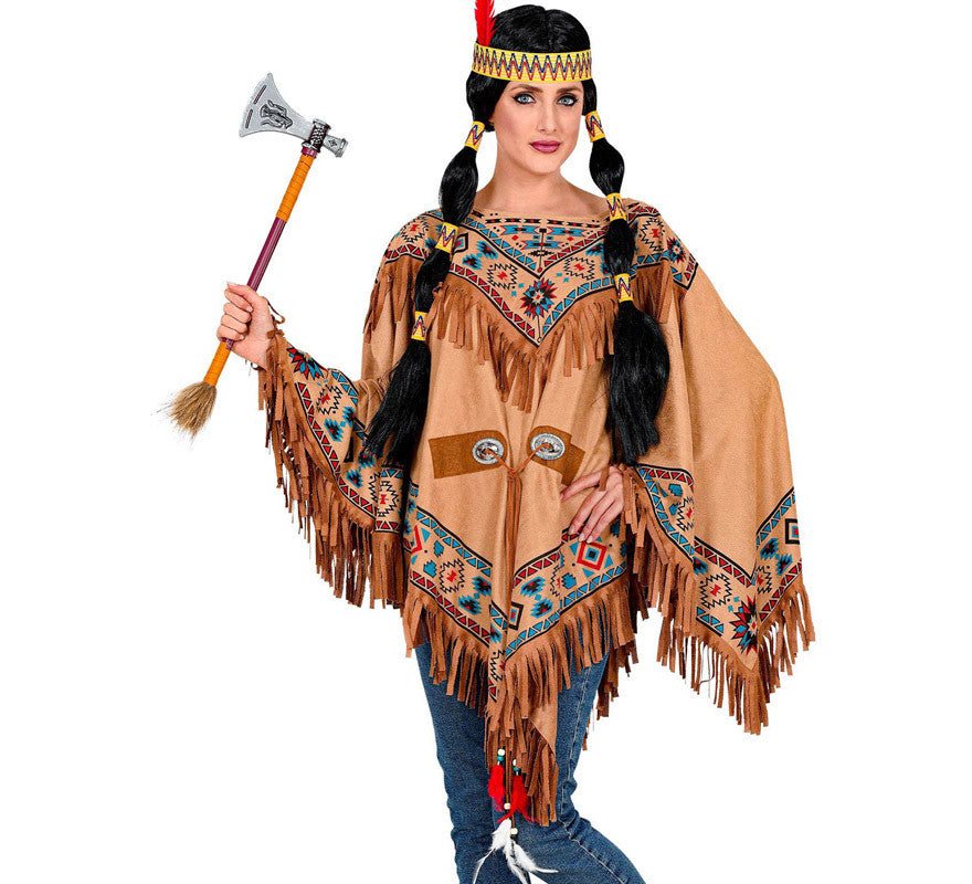 Translation missing: de.Disfraz o Poncho de India Nativa con Estampado para adulto