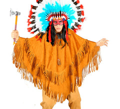 Braunes Indianerkostüm oder Poncho für Erwachsene