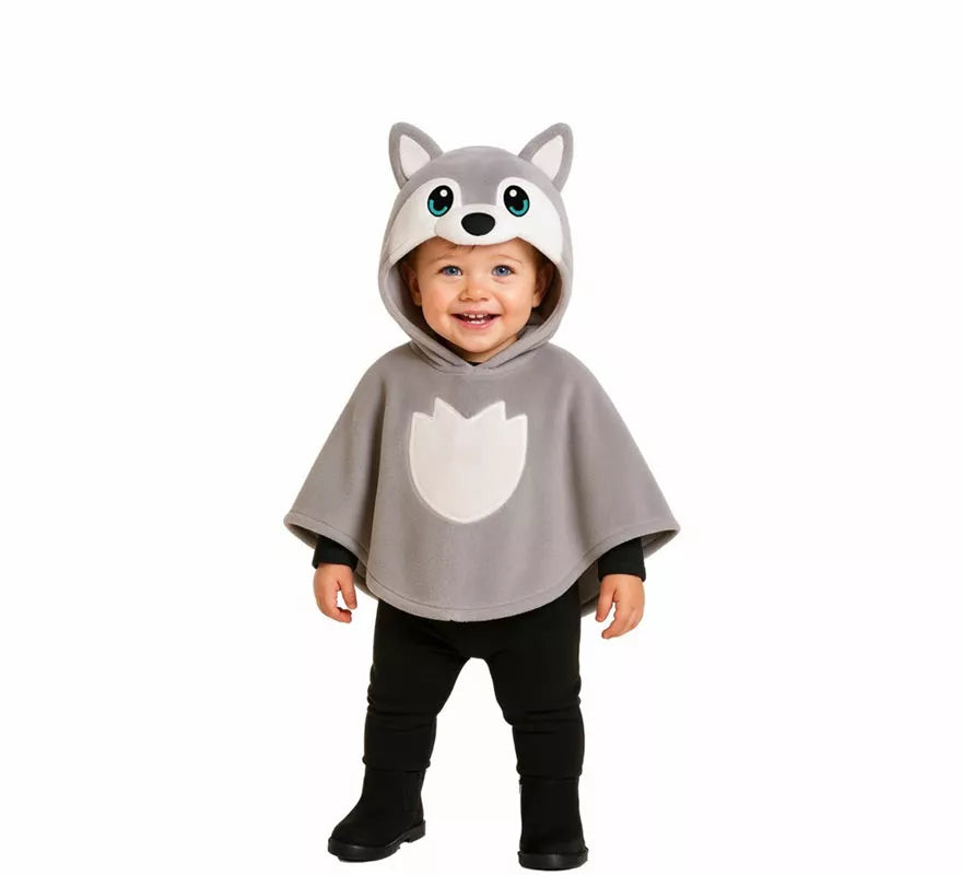 Translation missing: de.Disfraz o Poncho de Lobo gris para bebé