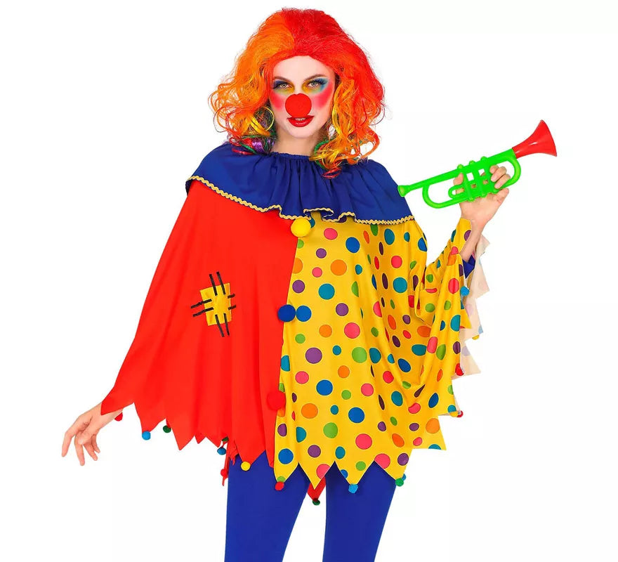 Translation missing: de.Disfraz o Poncho de Payaso Colorido con Lunares para adulto