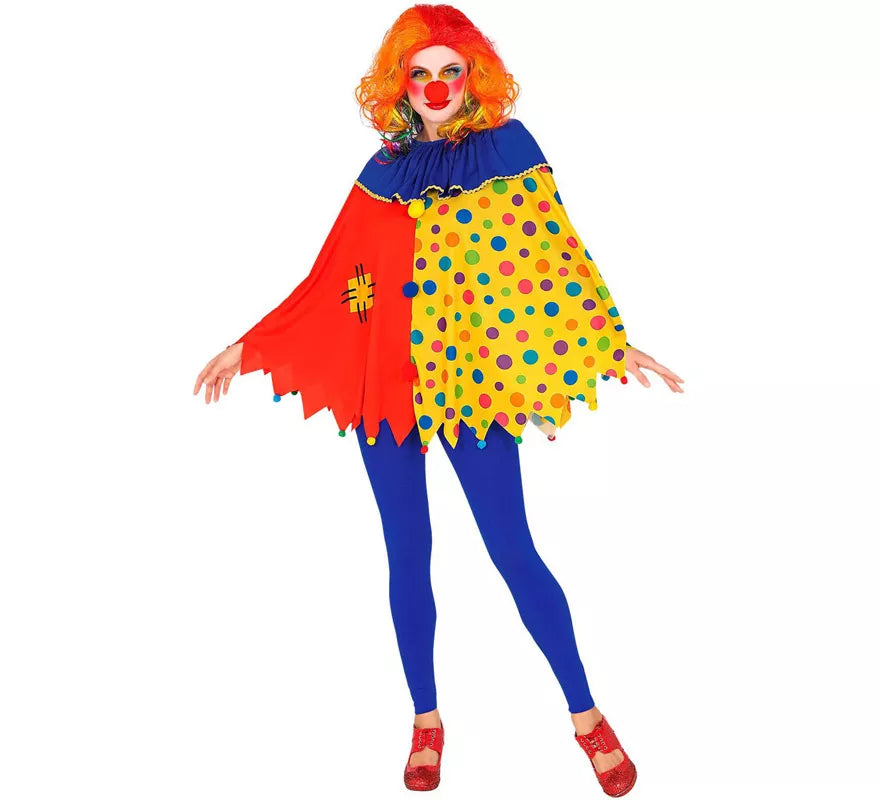 Translation missing: de.Disfraz o Poncho de Payaso Colorido con Lunares para adulto