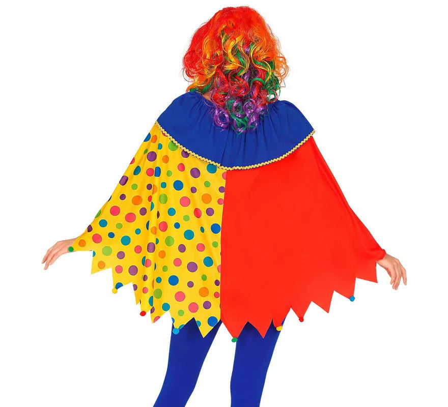 Translation missing: de.Disfraz o Poncho de Payaso Colorido con Lunares para adulto