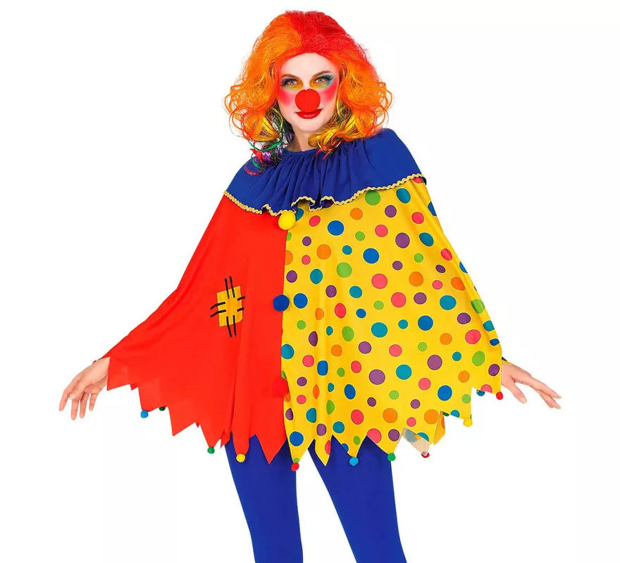 Translation missing: de.Disfraz o Poncho de Payaso Colorido con Lunares para adulto