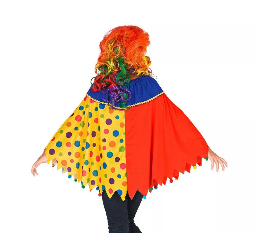 Disfraz o Poncho de Payaso Colorido con Lunares para niños