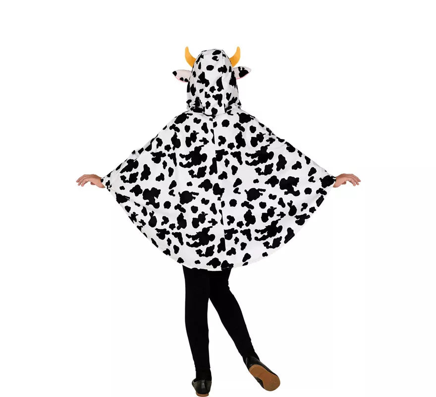 Disfraz o Poncho de Vaca con Capucha para niños