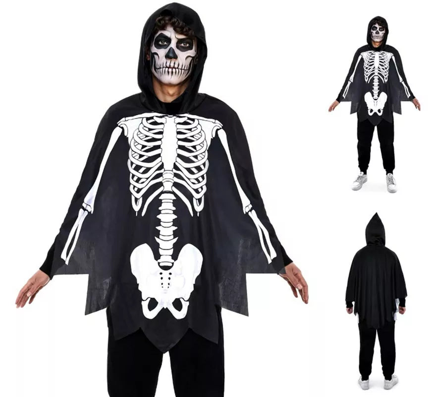 Disfraz o Poncho Esqueleto Adulto