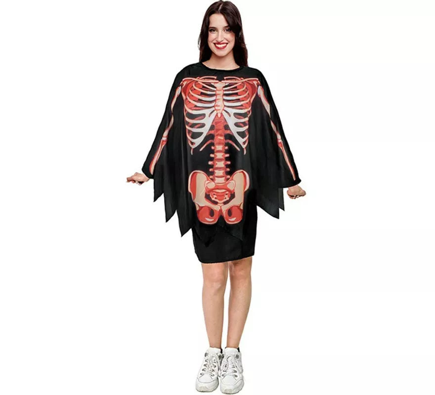 Disfraz o Poncho Esqueleto con músculos adulto de 75 cm