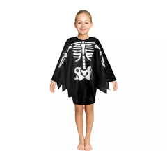 Kinder-Skelettkostüm oder Poncho von 65 cm
