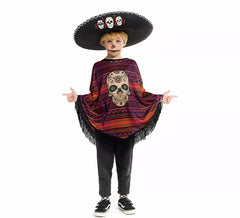 Mexikanisches Catrina Kostüm oder Poncho für Kinder