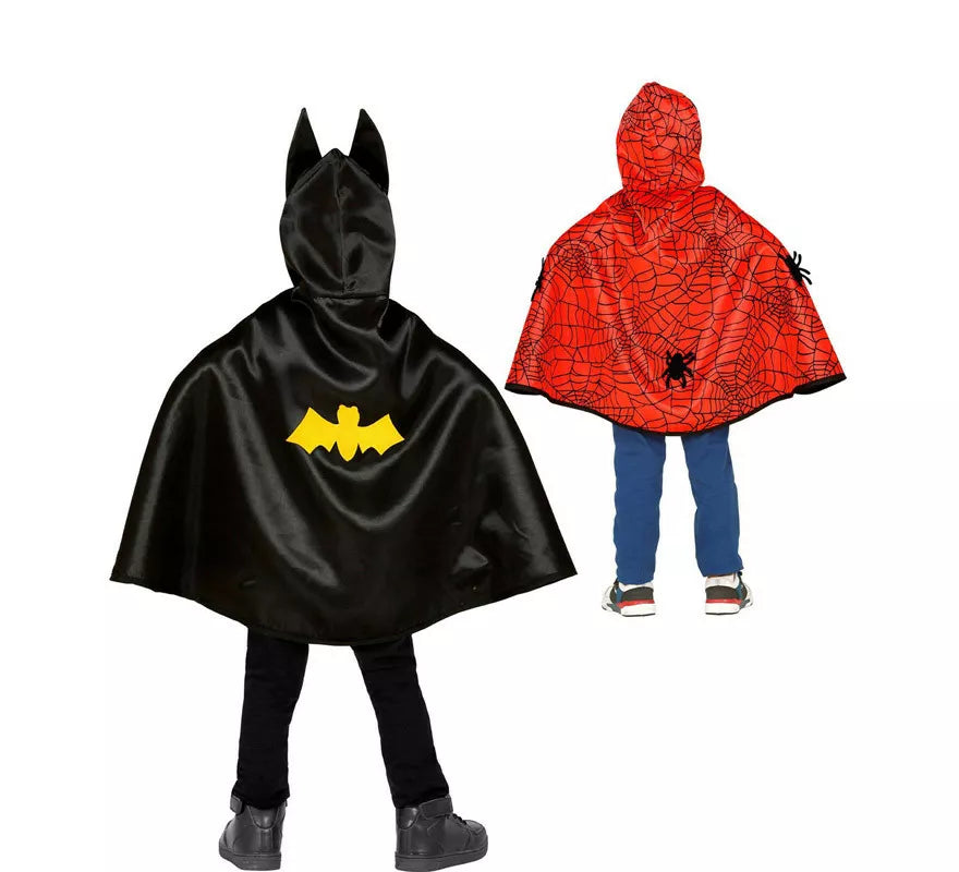 Translation missing: de.Disfraz o Poncho reversible:Super Héroe Araña y Murciélago Infantil