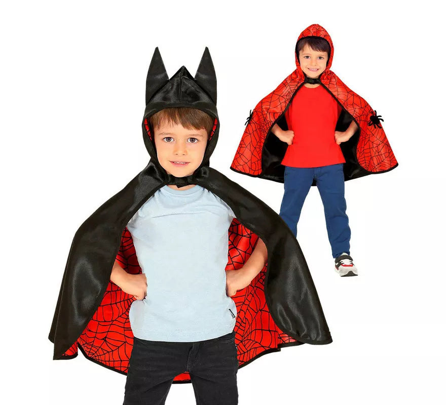 Translation missing: de.Disfraz o Poncho reversible:Super Héroe Araña y Murciélago Infantil