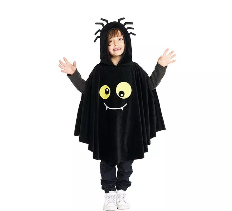 Translation missing: de.Disfraz o Poncho Spider negro con capucha para bebé y niños