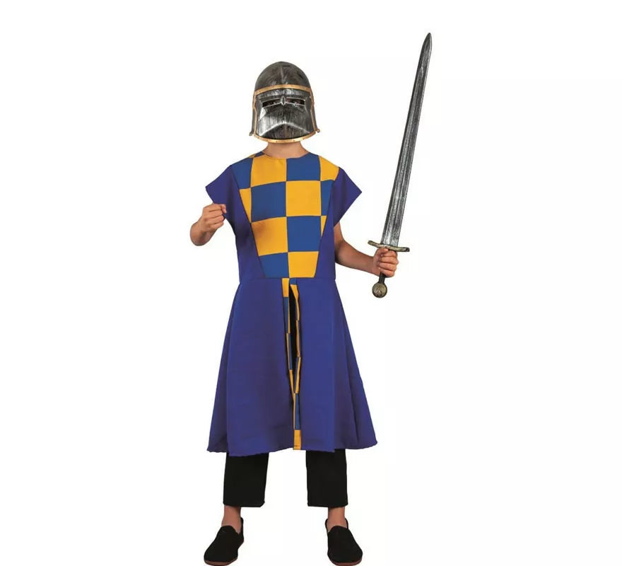 Translation missing: de.Disfraz o Sobrevesta Medieval azul a cuadros para niño