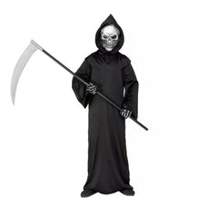 Totenkopfkostüm oder Robe mit holografischer Maske für Kinder