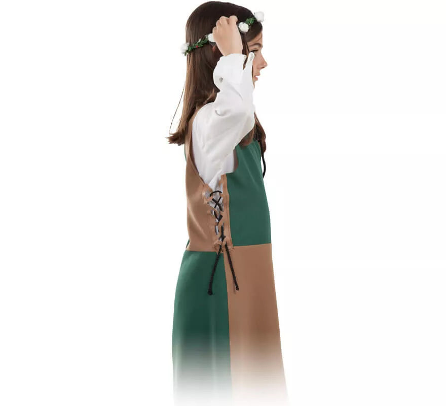 Translation missing: de.Disfraz o Túnica Marrón y Verde Medieval para niña