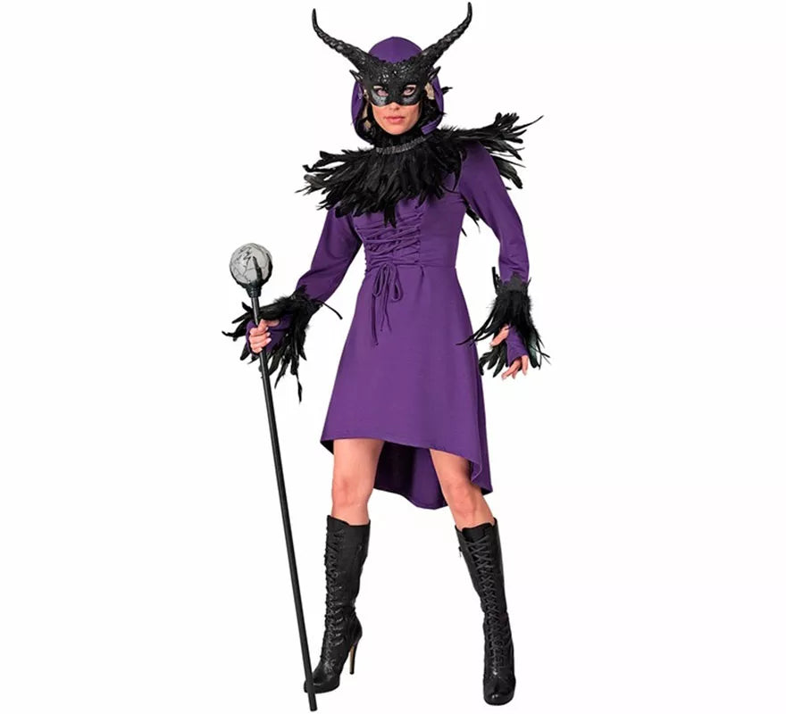 Translation missing: de.Disfraz o Vestido Medieval morado con Capucha para mujer