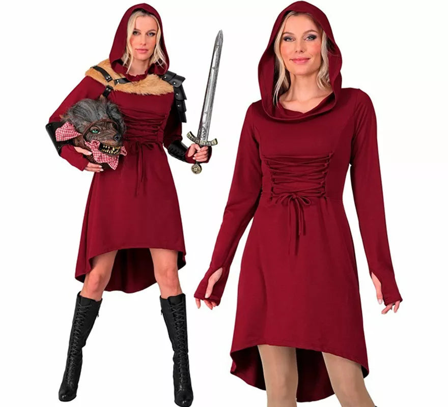Translation missing: de.Disfraz o Vestido Medieval rojo con Capucha para mujer