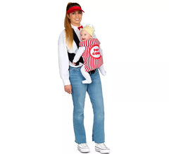 Popcorn-Pack und Verkäufer-Kostüm mit Rucksacküberzug für Babys und Erwachsene