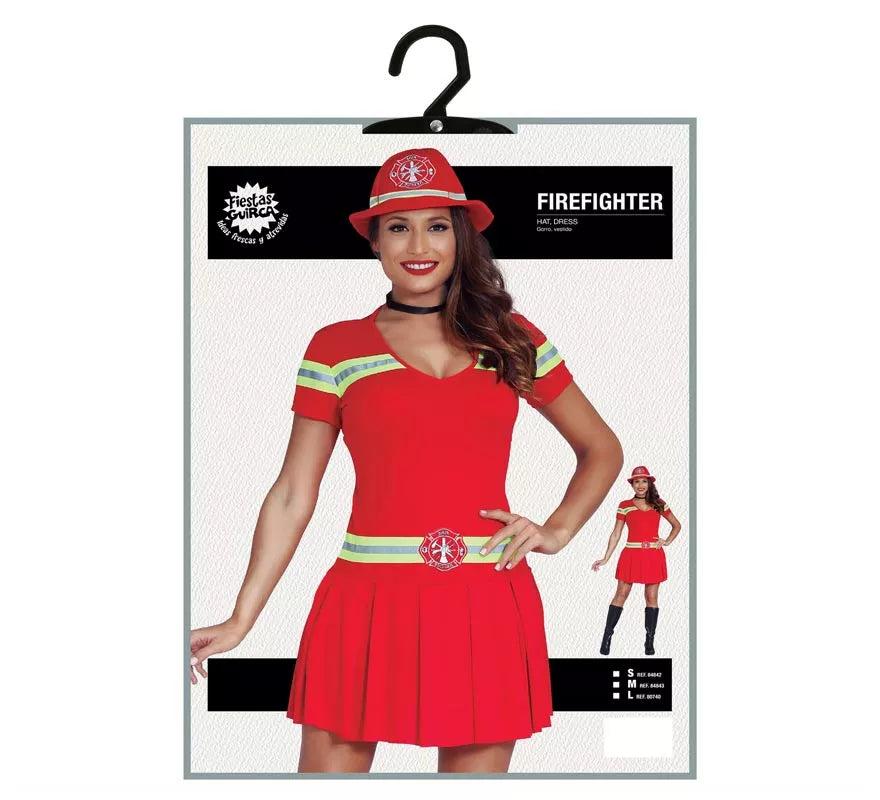 Translation missing: de.Disfraz para mujer de Bombera rojo con bandas reflectantes