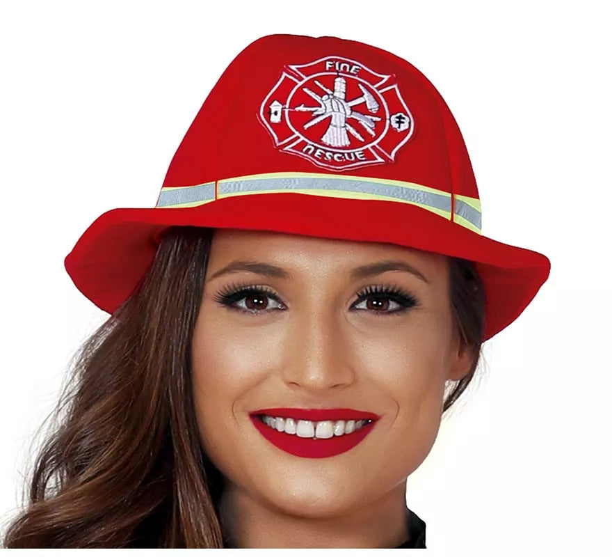 Translation missing: de.Disfraz para mujer de Bombera rojo con bandas reflectantes
