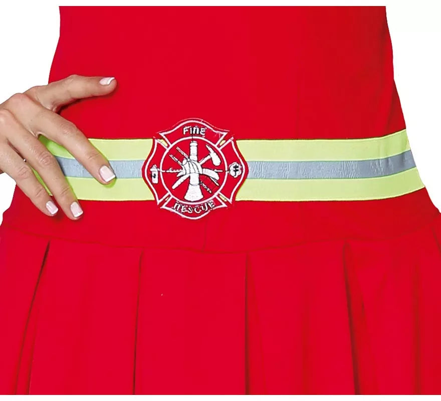 Translation missing: de.Disfraz para mujer de Bombera rojo con bandas reflectantes