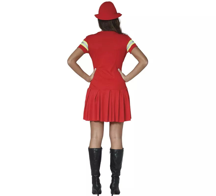 Translation missing: de.Disfraz para mujer de Bombera rojo con bandas reflectantes